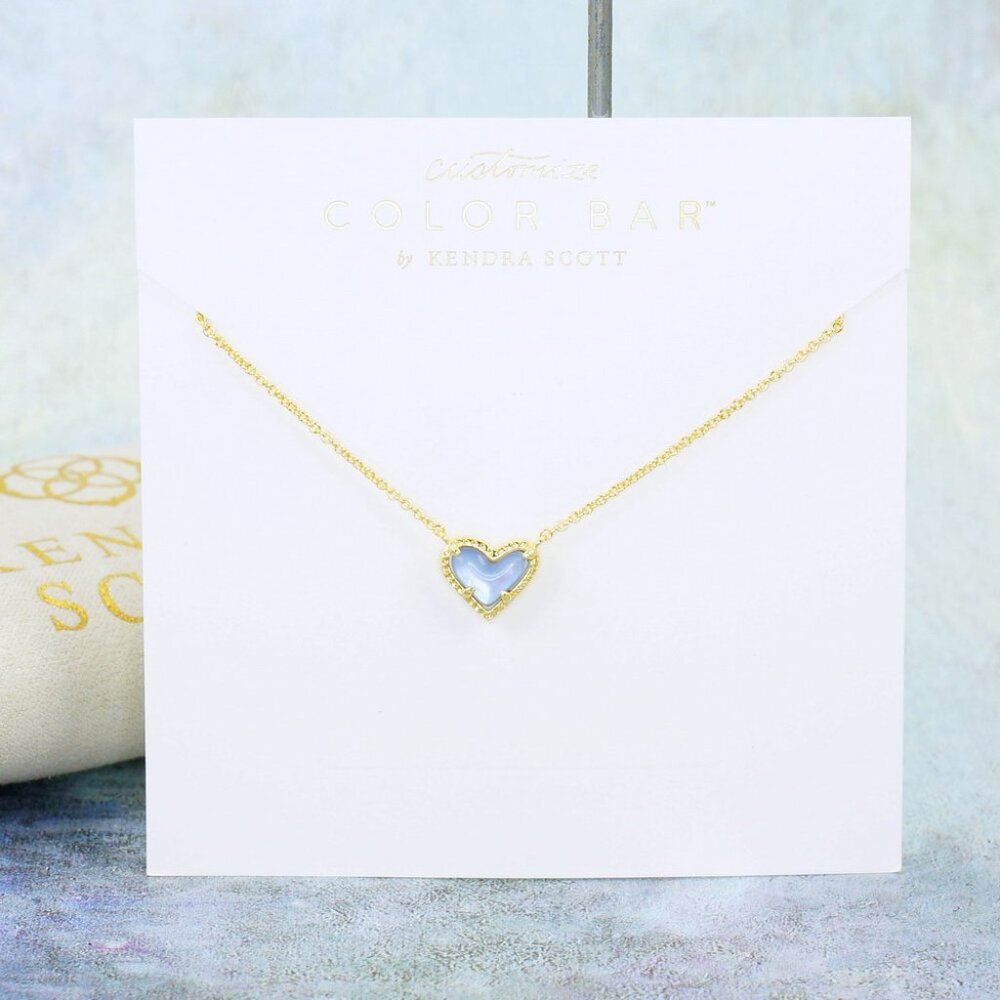 Kendra Scott Ari Heart Periwinkle Illusion necklace Gold Plated